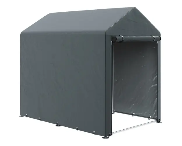 Outsunny Magazie pentru Scule cu Protectie UV si Intrare cu Fermoar, Cort de Garaj, 120x179x165 cm, Gri Inchis | Aosom Romania