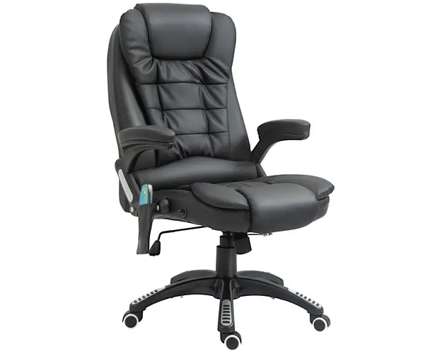 Fotoliu de Birou HOMCOM cu Masaj Relaxant, Reglabil, Negru, 62x68x111-121cm | Aosom Romania