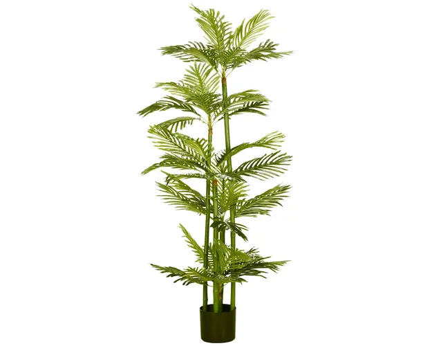HOMCOM Planta artificiala Palmier tropical in ghiveci cu 45 de frunze, pentru interior exterior, 140 cm, Verde | Aosom Romania