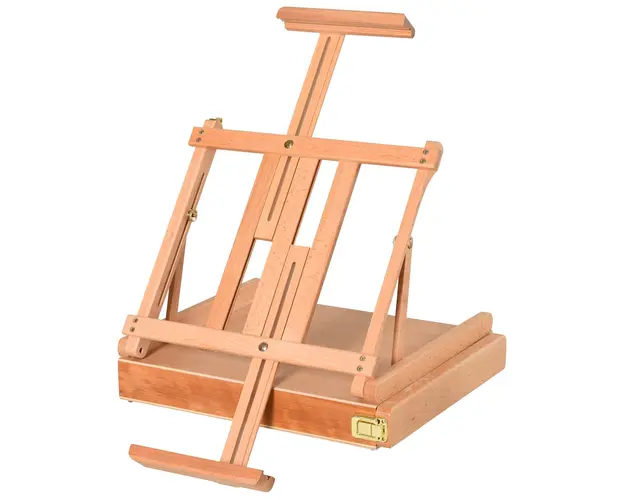 HOMCOM Sevalet din Lemn cu Sertar Inferior, Sevalet de Masa cu Inaltime si Inclinare Reglabila, 42x36x12.5 cm, Lemn Natural | Aosom Romania