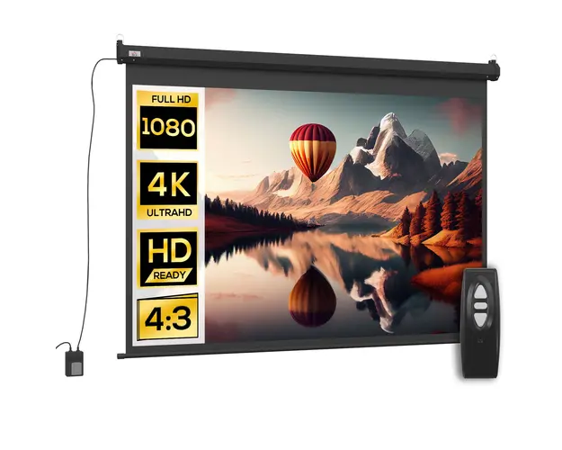 HOMCOM Ecran pentru Proiector de 84 inch, Reglabil cu Telecomanda, Ecran de Proiectie Compact, 171x130 cm, Negru | Aosom Romania
