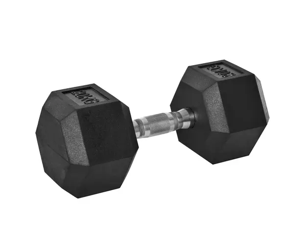 HOMCOM Gantera hexagonala de 20kg din otel si cauciuc pentru antrenament in sala de sport, acasa si la birou, negru