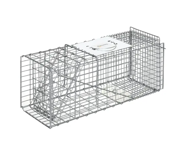 Cusca capcana pentru animale mici Outsunny, 66x24x30,5cm pentru iepuri, veverite, nurci, argintie | Aosom Romania