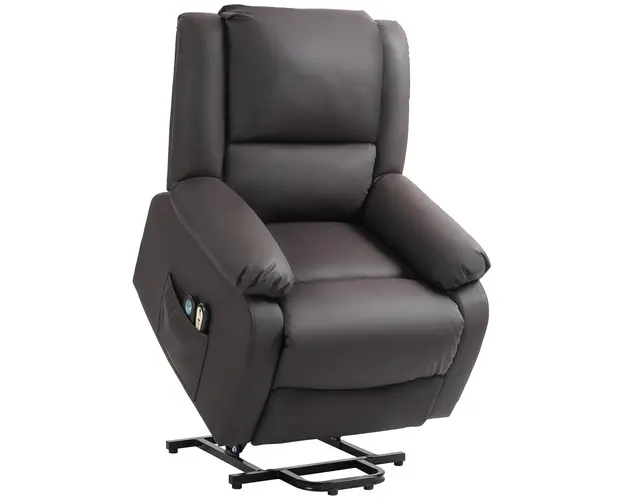 HOMCOM Scaun Reclinabil cu Masaj prin Vibratii si Caldura, Scaun cu Telecomanda si Buzunar Lateral, 89x93x105 cm, Maro Inchis | Aosom Romania