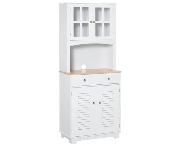 HOMCOM Dulap de Bucatarie Compact, Design Modern, Spatiu de Stocare, 68x39.5x170 cm, Alb | Aosom Romania