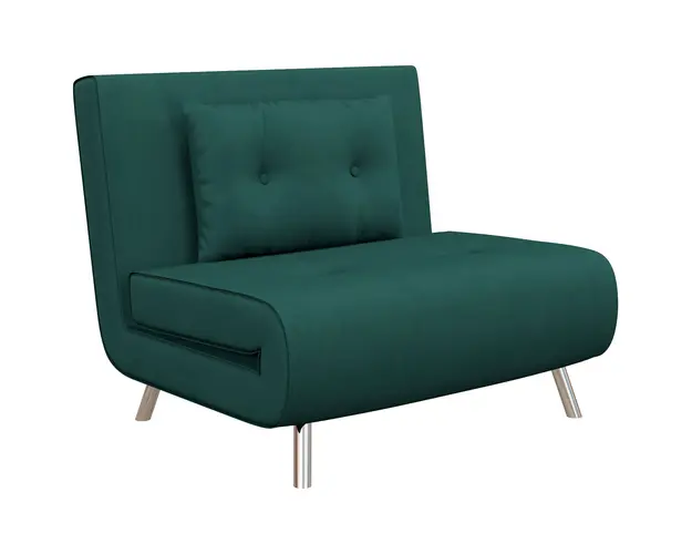 HOMCOM Fotoliu Pat Convertibil 3 in 1, Rabatabil, Tapiterie Catifea, Perna Inclusa, 100x88x83cm, Verde Inchis | Aosom Romania