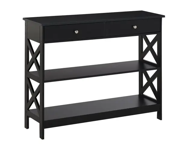 HOMCOM Masa Consola cu 2 Sertare si 2 Rafturi Mobile pentru Intrare si Living 100x30.5x80cm, Neagra