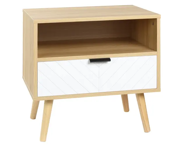 Noptiera HOMCOM cu sertar si raft, noptiera moderna, noptiera pentru dormitor, living | Aosom Romania