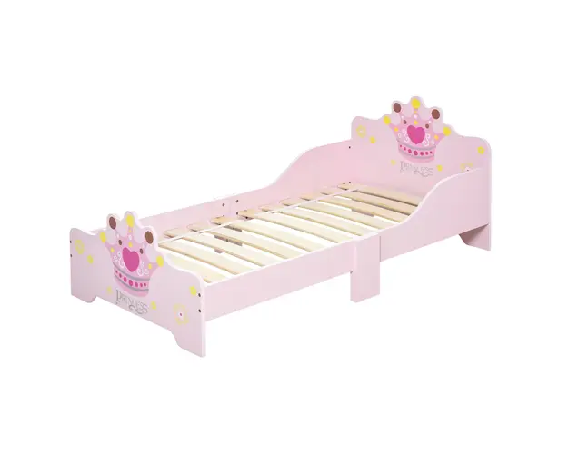 HOMCOM Pat Copii Siguranta Margini Inalte, 6 Picioare Lemn, pentru 3-6 Ani, 143x73x60cm, Roz | Aosom Romania