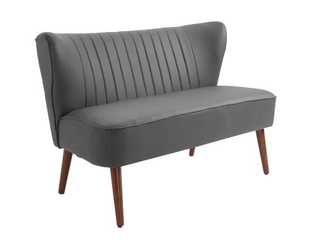 Canapea cu 2 locuri Cadru din Lemn si Tapiterie din Piele Sintetica pentru Casa Birou Living, Gri 108.5x61x79cm HOMCOM | Aosom Romania