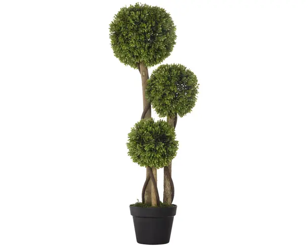HOMCOM Plante Artificiale Decorative Buxus, Planta Sferica in Ghiveci, Plante Artificiale pentru Decor de Interior si Exterior, 90cm | Aosom Romania
