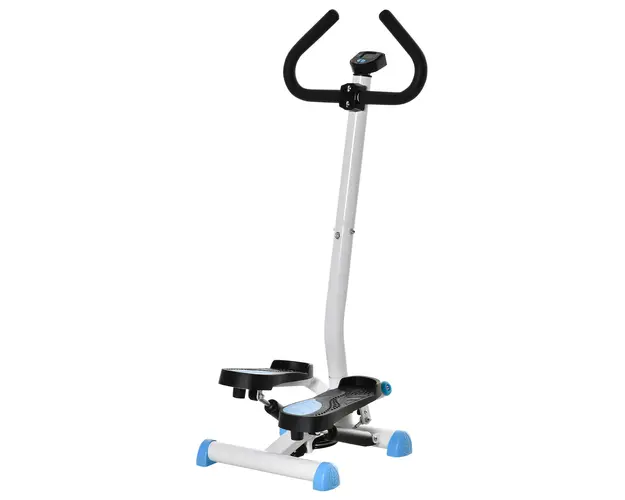 HOMCOM Stepper cu Maner si Monitor LCD, Stepper pentru Fitness Acasa cu Pedale Antiderapante, 55x44x108 cm, Alb | Aosom Romania