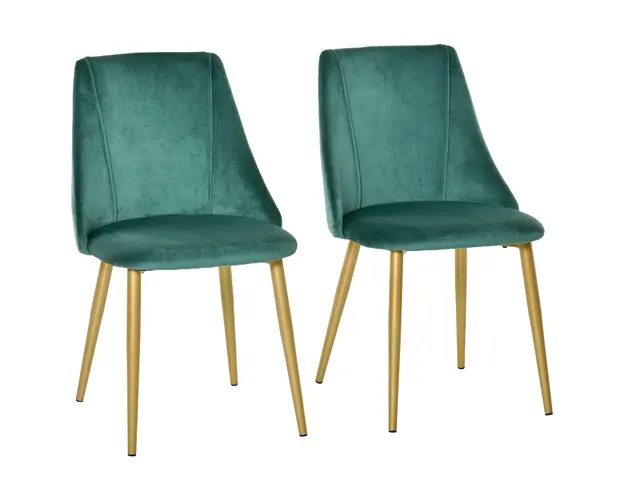HOMCOM Scaune Moderne si Capitonate, Set din 2 Piese pentru Salon, Sufragerie, Bucatarie sau Zona de Servit Masa, 50x56.5x85 cm, Verde | Aosom Romania