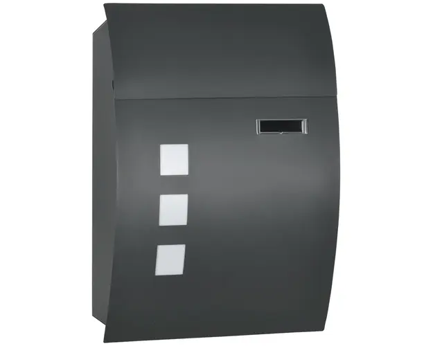 HOMCOM Cutie Postala Curbata din Otel Zincat cu 3 Fante si 2 Chei de Securitate incluse, 45x10x32 cm, Gri | Aosom Romania