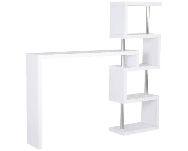 HOMCOM Birou pentru Studiu si Lucru, Design Modern, Alb si Lemn, 175x30x164.5 cm, Spatiu Amplu de Depozitare | Aosom Romania