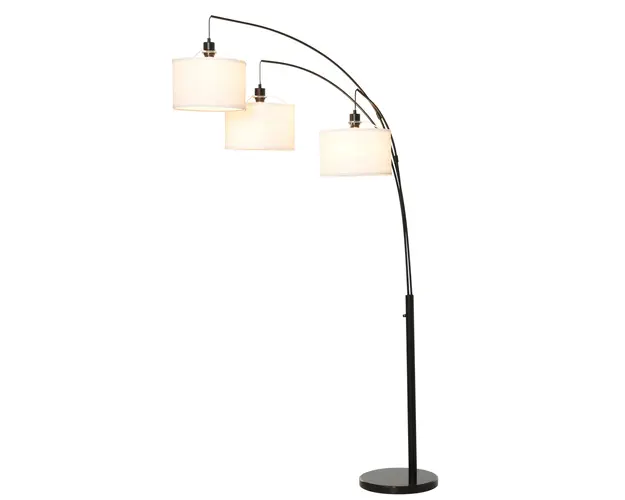 Lampa de Podea HOMCOM cu 3 Lumini si Brate Flexibile Baza din Marmura Inaltime 205cm | Aosom RO