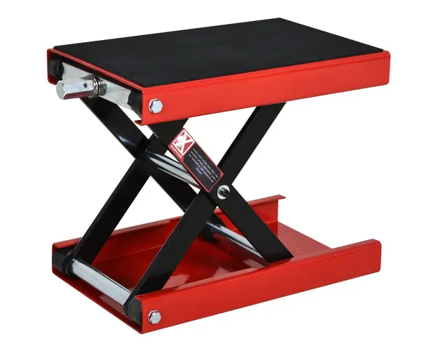 Durhand Suport Ridicare Motociclete Scissor Lift Otel Platforma Cauciucata Rosu | Aosom Romania