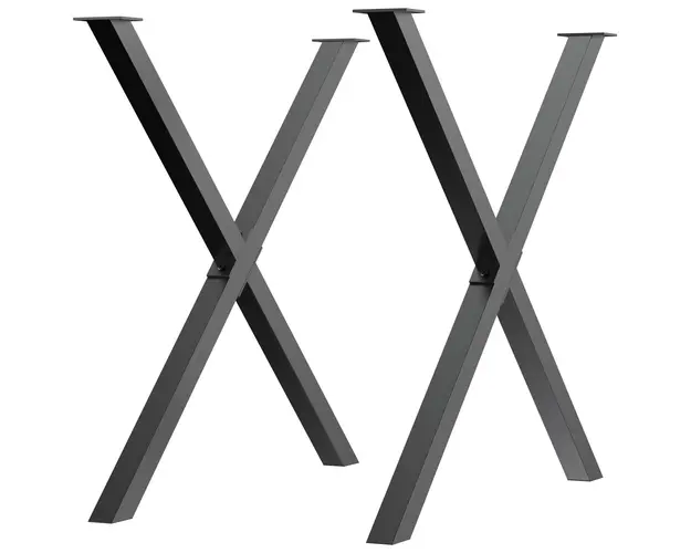 HOMCOM Set 2 picioare pentru masa, birou din otel in forma de X 80x4x72cm, negru