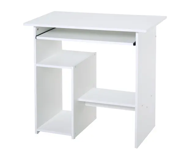 HOMCOM Birou Ergonomic Spatiu Optimizat, Alb, PAL/Metal, 80x45x75cm | Aosom Romania