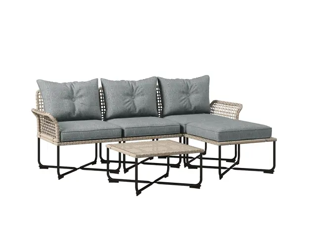 Outsunny Set de Mobilier de Terasa din 5 Piese cu Canapea | Aosom Romania