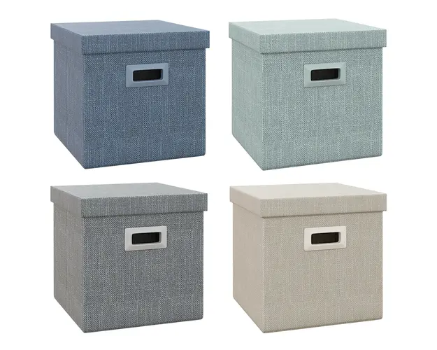 HOMCOM Set de 4 Cutii pentru Dulap din Tesatura cu Capac, Organizator Pliabil pentru Dulap, 30x30x29 cm, Multicolor | Aosom Romania