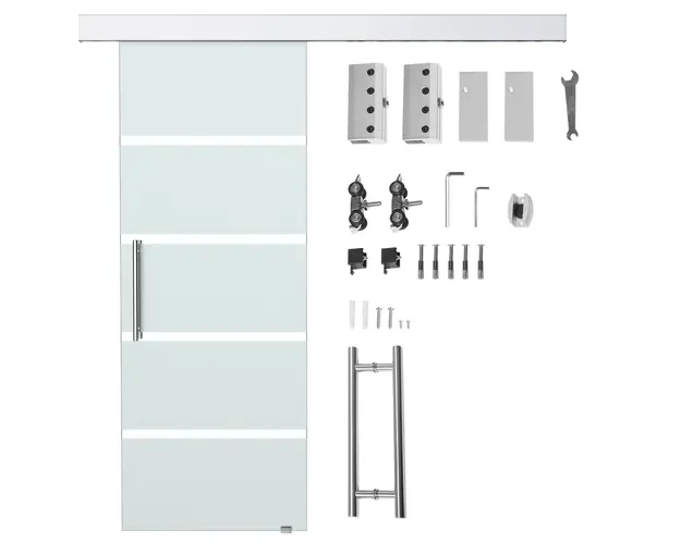 Usa glisanta din Sticla Temperata Satinata, cu Dungi, 77,5x205cm HOMCOM | Aosom Romania