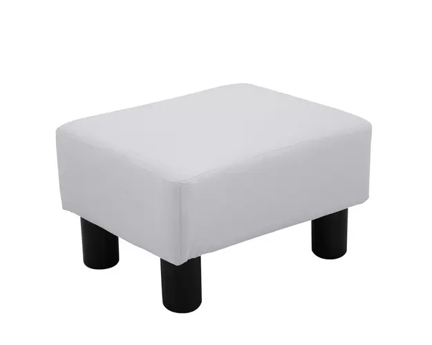 HOMCOM Taburet Dreptunghiular, Imbracat in Piele Artificiala, Alb, Design Modern | Aosom Romania