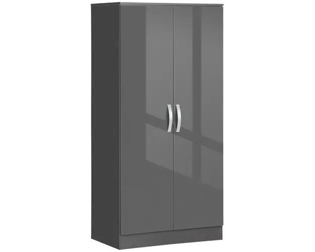 HOMCOM Dulap Sporitor din PAL cu 2 Usi si Sistem Anti-Inclinare Design Lucios 76x47x160cm Gri | Aosom Romania