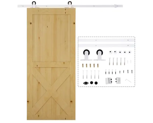 HOMCOM Kit de Feronerie de 6' Rustic pentru Interior pentru Montaj Usa Glisanta de Hambar, Alb | Aosom Romania