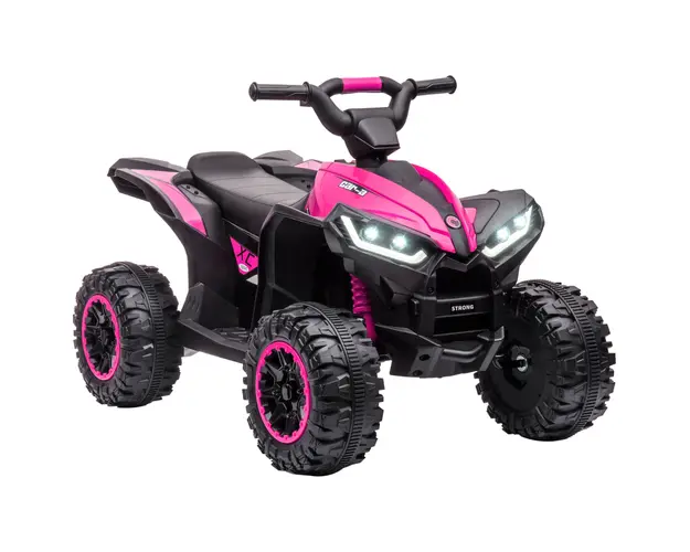 HOMCOM ATV Electric pentru Copii cu Motor Dublu si 2 Viteze, Roti, Faruri LED, Claxon si Muzica, 83x53x55.5 cm, Roz | Aosom Romania