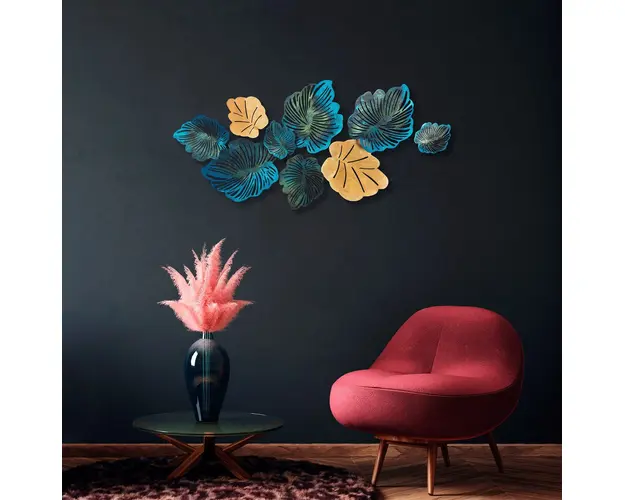 Decoratiune de perete, Palm, Metal, Dimensiune: 130 x 64 cm, Multicolor
