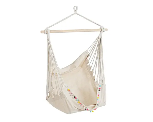 Hamac tip scaun Pon-Pon, Bizzotto, 100x135 cm, lemn masiv/policoton, bej