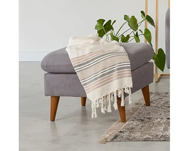 Bancheta, Unique Design, 867UNQ1041, Lemn de pin, Gri
