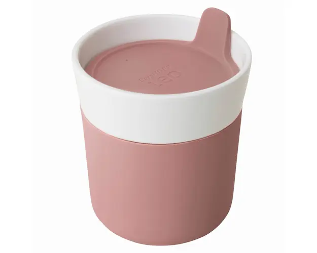 Cana de calatorie Travel BergHOFF, Leo Line, Ø9 x 10 cm, 250 ml, portelan/silicon, roz