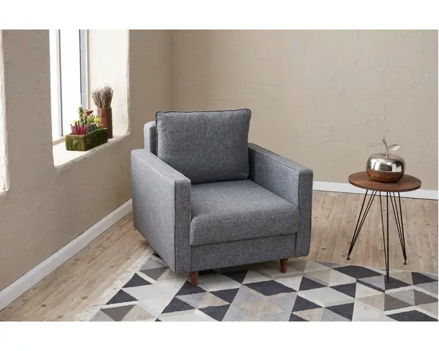 Fotoliu, Balcab Home, 825BLC2769, Lemn de brad / PAL, Gri