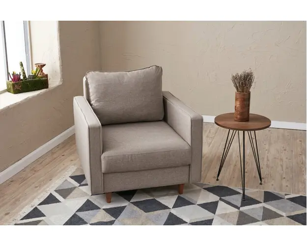 Fotoliu, Balcab Home, 825BLC2771, Lemn de brad / PAL, Crem