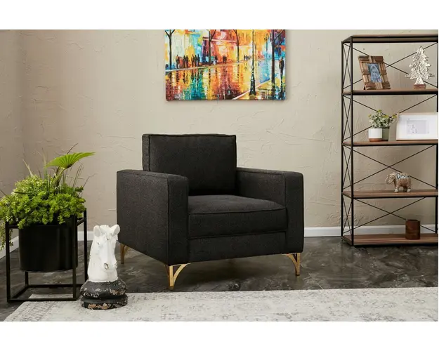 Fotoliu, Balcab Home, 825BLC2789, Lemn de fag, Antracit / Aur