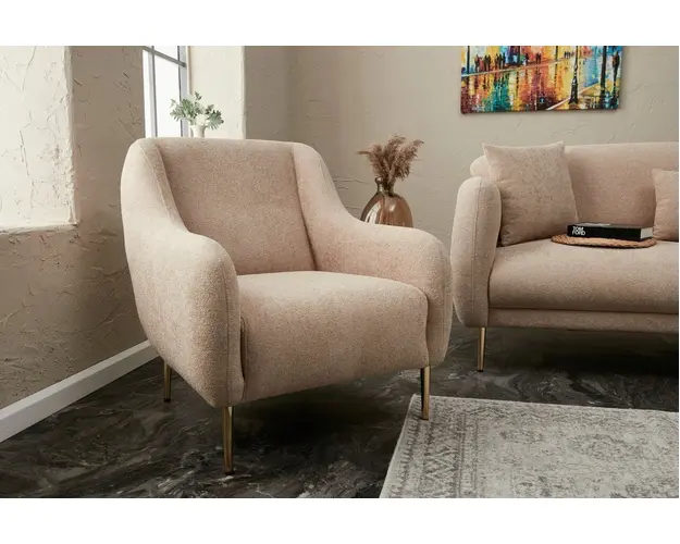 Fotoliu, Balcab Home, 825BLC2827, Lemn de fag, Bej / Auriu