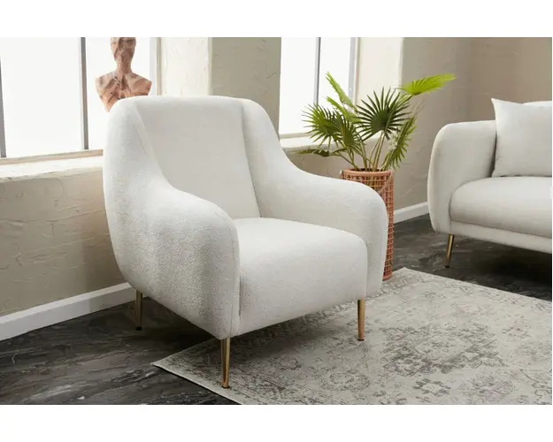 Fotoliu, Balcab Home, 825BLC2828, Lemn de fag, Crem / Aur