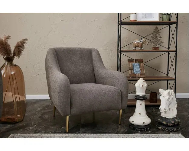 Fotoliu, Balcab Home, 825BLC2829, Lemn de fag, Gri / Auriu