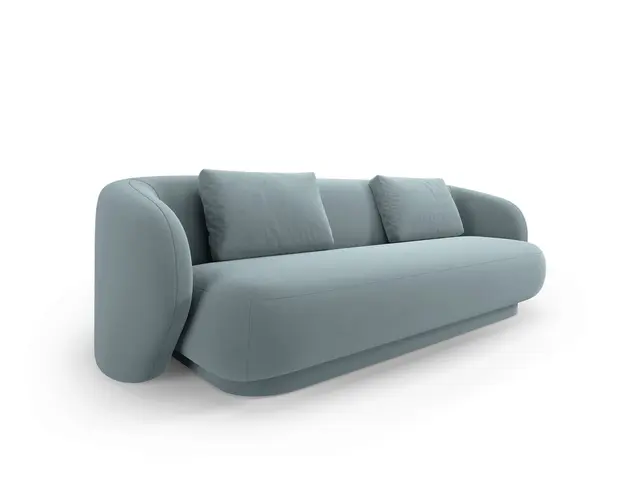 Canapea 3 locuri, Camden, Cosmopolitan Design, 204x102x72 cm, catifea, albastru deschis