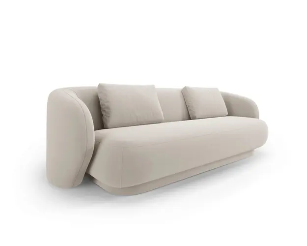 Canapea 3 locuri, Camden, Cosmopolitan Design, 204x102x72 cm, catifea, bej deschis