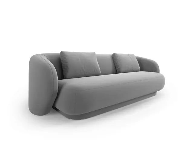 Canapea 3 locuri, Camden, Cosmopolitan Design, 204x102x72 cm, catifea, gri deschis
