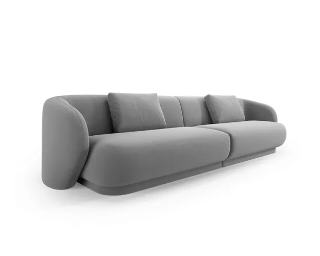 Canapea 4 locuri, Camden, Cosmopolitan Design, 304x102x72 cm, catifea, gri deschis