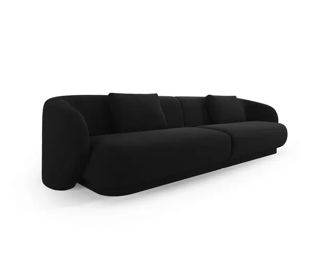 Canapea 4 locuri, Camden, Cosmopolitan Design, 304x102x72 cm, catifea, negru