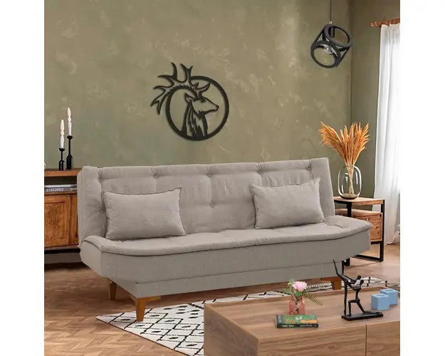Canapea extensibila cu 3 locuri, Unique Design, 867UNQ1651, Lemn de fag, Crem