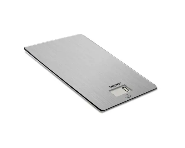 Cantar de bucatarie 90.131, Beper, 19.5 x 14 x 1.44 cm, cu sistem de agatare, inox