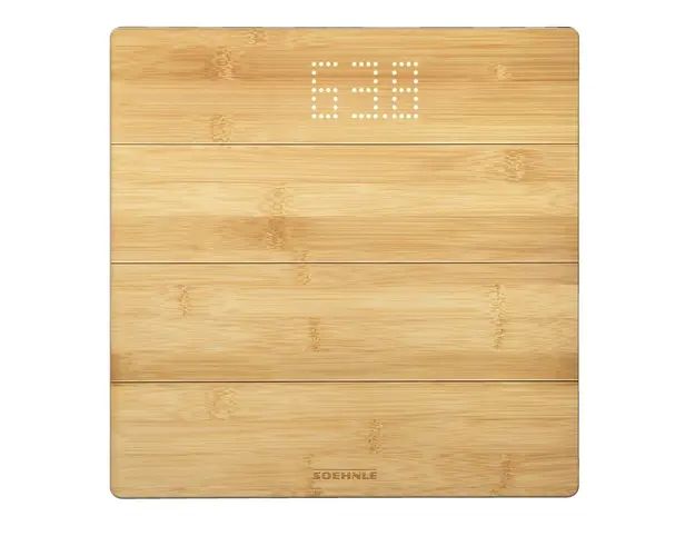 Cantar digital pentru persoane, Leifheit, Style Sense Bamboo Magic, 30 x 30 x 3.3 cm, bambus/plastic, bej
