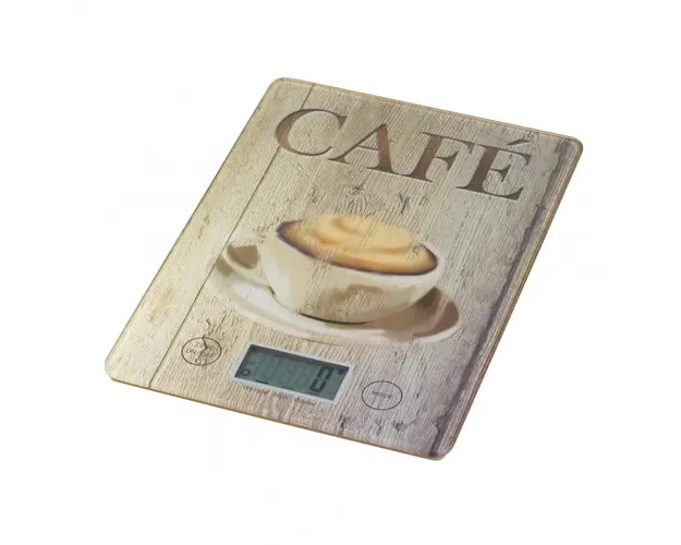 Cantar digital de bucatarie Cafe Wenko, 14 x 19.5 x 1.2 cm, sticla termorezistenta, bej
