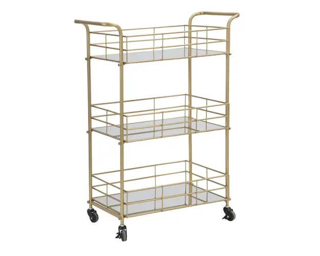 Carucior pentru servire Glam, Mauro Ferretti, 60x30.5x80 cm, fier, auriu